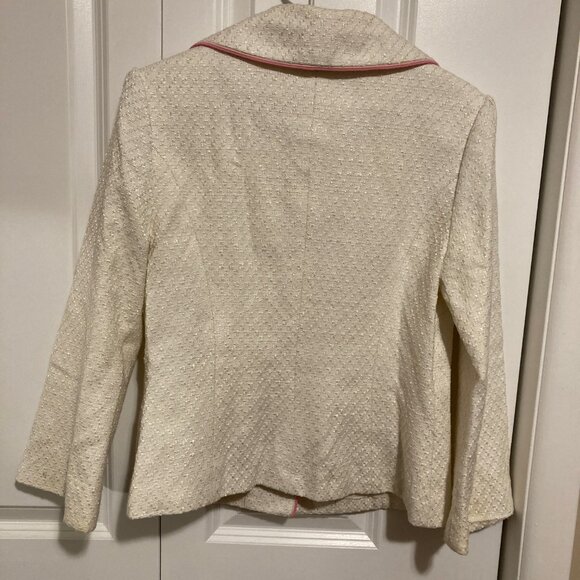 #182 Viola per Donna Off-White with Pink Details Blazer, Size 40 (Med) - Picture 7 of 7